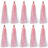 Pink fishing bucktail teaser set close-up